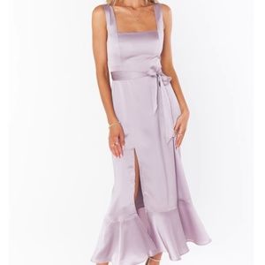 Claire Midi Dress Dusty Purple Luxe Satin